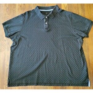 HB Harbor Bay Polo Shirt Men's Size 3XL Black Light Blue Pattern 100% Cotton